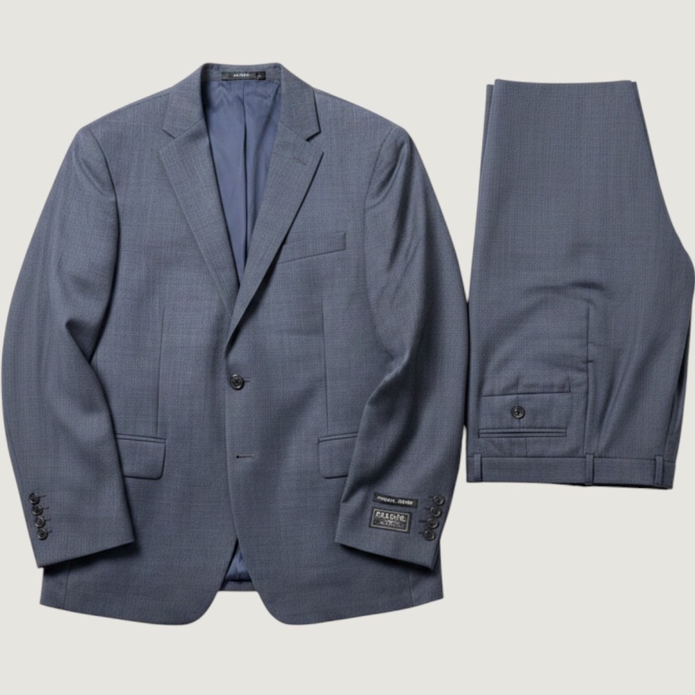 NEW (HOLE) Jos A Bank Traveler Suit Mens 42S 36W Charcoal Grey Wool Slim Fit